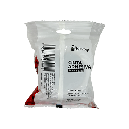Cinta Adhesiva Nextep Corte Facil 24mm x 33mts Bolsa c/2 Piezas