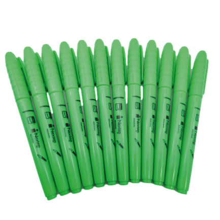 Marcador Nextep Resaltador Tipo Pluma Punta Cincel Color Verde C/12 Pzas