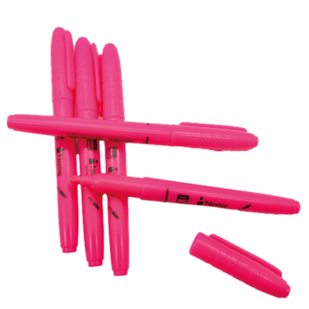 Marcador Nextep Resaltador Tipo Pluma Punta Cincel Color Rosa C/12 Pzas