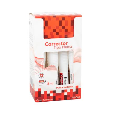 Corrector Nextep Tipo Pluma 8ml Punta Metálica c/12 Piezas